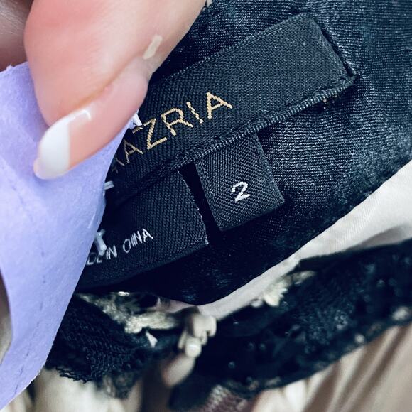 BCBGMAXAZRIA Dress Womens Size 2 Champagne Black Silk Beaded Gown y2k fairycore - Picture 6 of 7